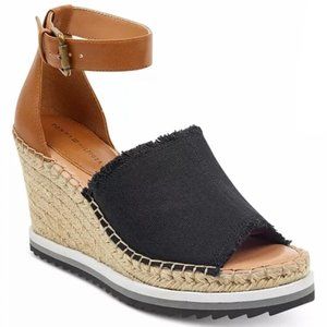 Tommy Hilfiger Yavino Espadrille Platform Wedge Sandals - Black Camel - US 6
